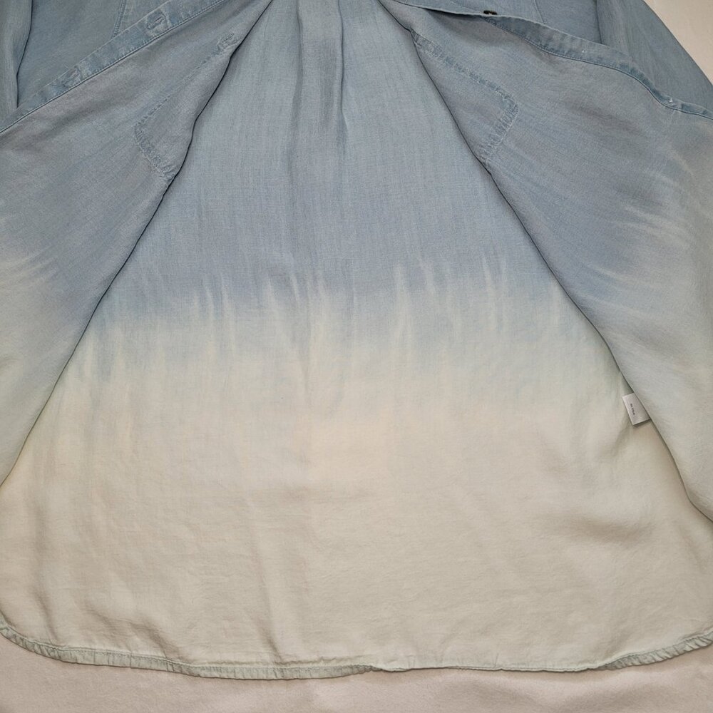 J.Jill Womens Button-Down Tunic Shirt Denim Ombre Blue White Chambray Coastal - Picture 8 of 12